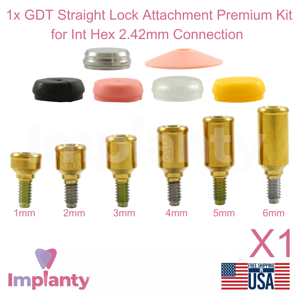 1x Dental Straight Lock Attachment Premium Kit Titanium Int