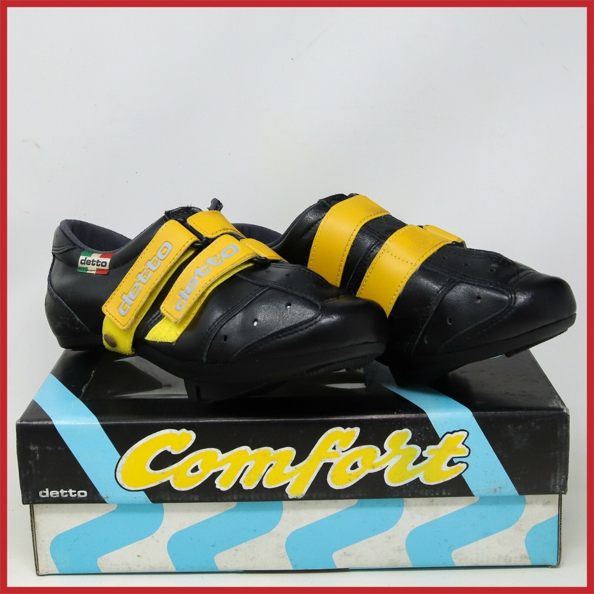 Chaussures Cyclisme Vintage Detto Pietro – Taille 40 EU – Cuir Noir – Années 70