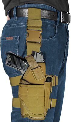Adjustable Right-Hand Drop Leg Tactical Holster – Thigh Mount For Pistols, Nylon, Lifetime Warranty