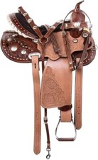 New Western Leather Horse Saddle With Free Tack Set