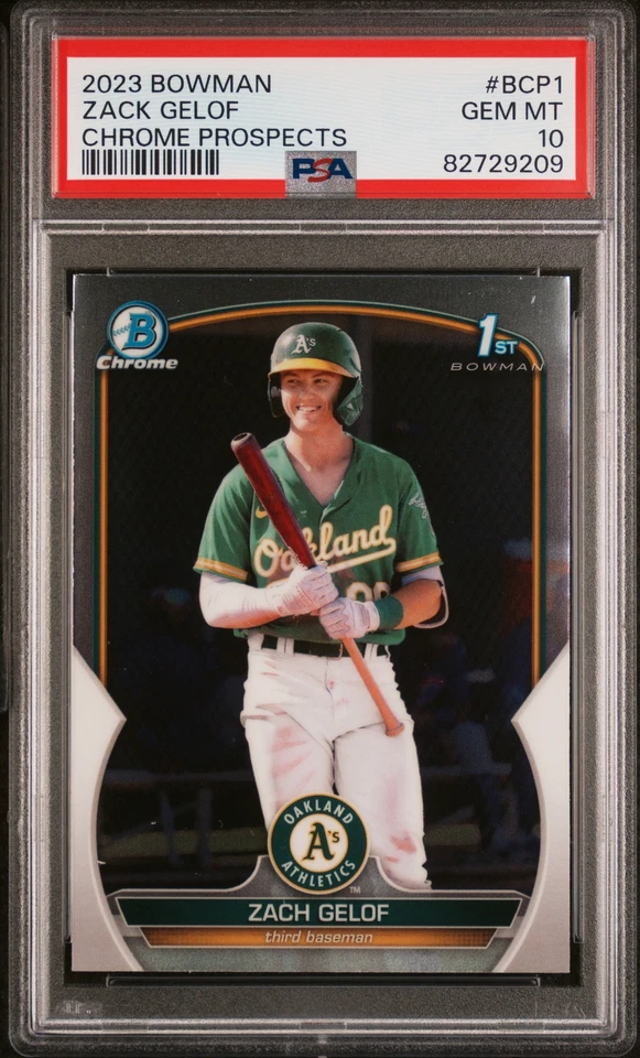 PSA 10 ZACH/ZACK GELOF 1st 2023 Bowman Chrome Prospects Oakland A's RC GEM MINT - Image 2 of 3