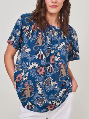 EX WHITE STUFF blau Clarence Passe Jersey Top Größen 8 oder 10 UVP £39