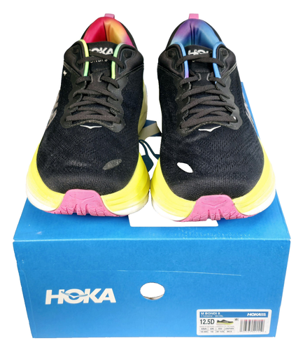 Hoka One One Bondi 8 Herren Laufschuhe Schwarz/Citrus Glow Größe 12,5 D 1123202