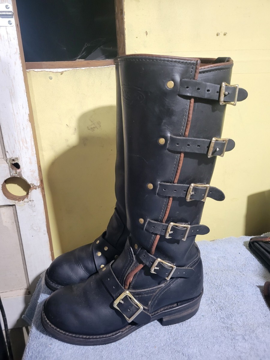 Custom Black Wesco Athena Leather Motorycle Boots Womens Size 7.5 View 2