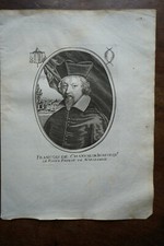 FRANCOIS DE CHANVALON, EVEQUE DE ROUEN.. portrait. Original Engraving (1650).