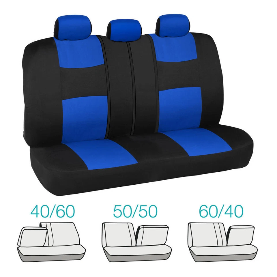 Fundas de asiento de coche para Ford Focus 2 tonos azul y negro con banco dividido Foto 3 de 4