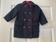 Baby Gap Black/Red Pea Coat Baby/Toddler Girls Size 12-18 Months Winter Classic