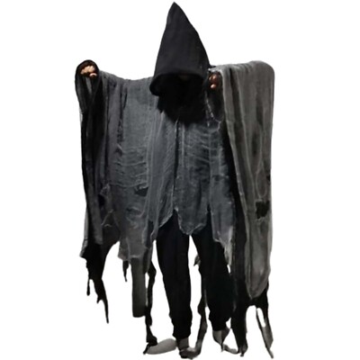 Ghost Reaper Haunted Hooded Cape Costume Hood Robe Medieval Cloak - Adult Size