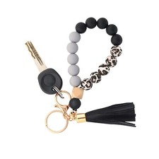 BAOSIWA Silicone Key Ring Bracelet Wristlet Keychain Unique Beaded Bangle Key...
