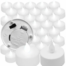 Qty 36 Battery Operated, Flicker White LED Tealights Tea Lights Flameless