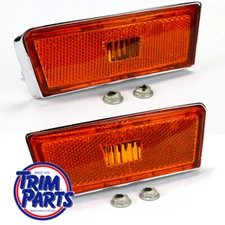 US MADE 1970 - 1972 Corvette Side Marker Light Assemblies Amber PAIR + Fasteners