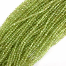 3mm natural faceted green peridot round beads 15.5" strand