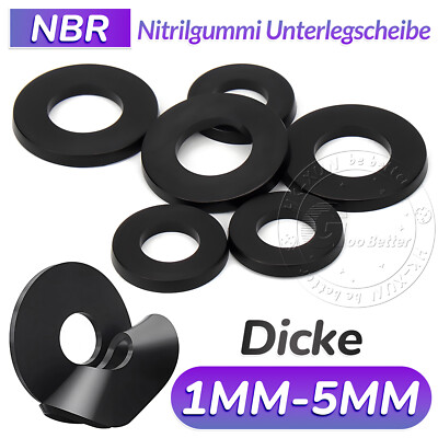 NBR Gummidichtung Flachdichtung Innen-Ø 2-36mm, Außen-Ø 4-66mm, Stärke 1-5mm