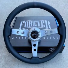 14 Black Leather Performance Steering Wheel- Sebring Brushed Aluminum Spokes