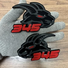 Goat Badges Emblem Red eye Numbers for 345 , 2 Badges, Fender Angry Agressive
