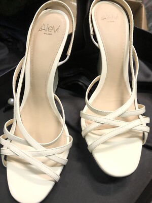 Alevi Milano Leder Riemchen Sandalen/ Keilabsatz weiß EU36,5 UK3,5 US5,5 UVP 750£