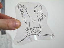 vtg 1960s 70s Tattoo acetate stencil Pop Culture Roadrunner signed CAR2