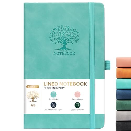 Lined Notebook Journal – Faux Leather Classic Ruled Light Green