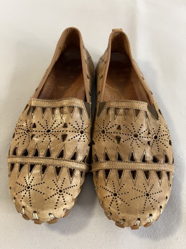 Spring Step Fusaro Flats Loafers Slip On Leather Shoes Brown Made Turkey Sz 40
