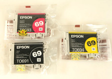 GENUINE EPSON 69 INKS 0691/93/94, SET OF 3 NEW OLD STOCK