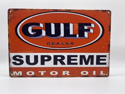 Blechschild Gulf Supreme 20x30cm Nostalgie Retro Reklame Vintage Geschenk Deko