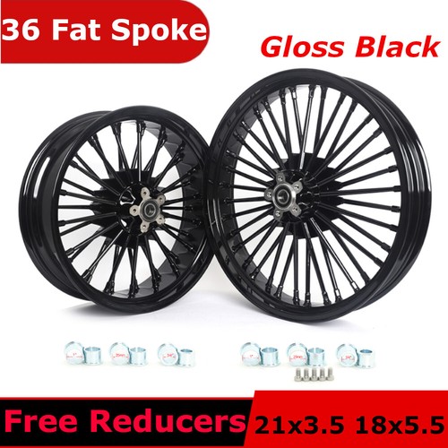 21x3.5 18x5.5 Fat Spoke Wheels Rim Rotors for Harley Dyna Wide Glide FXDWG 06-17 - Bild 2 von 12