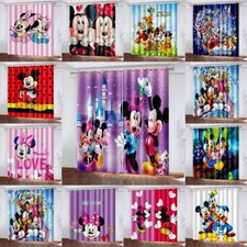 Mickey Minnie Mouse Made Pair Thick Thermal Blackout Curtains Ring Top Eyelet UK
