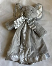 Bearington Baby Collection Elephant Lovey Security Blanket Gray Plush Satin Ears