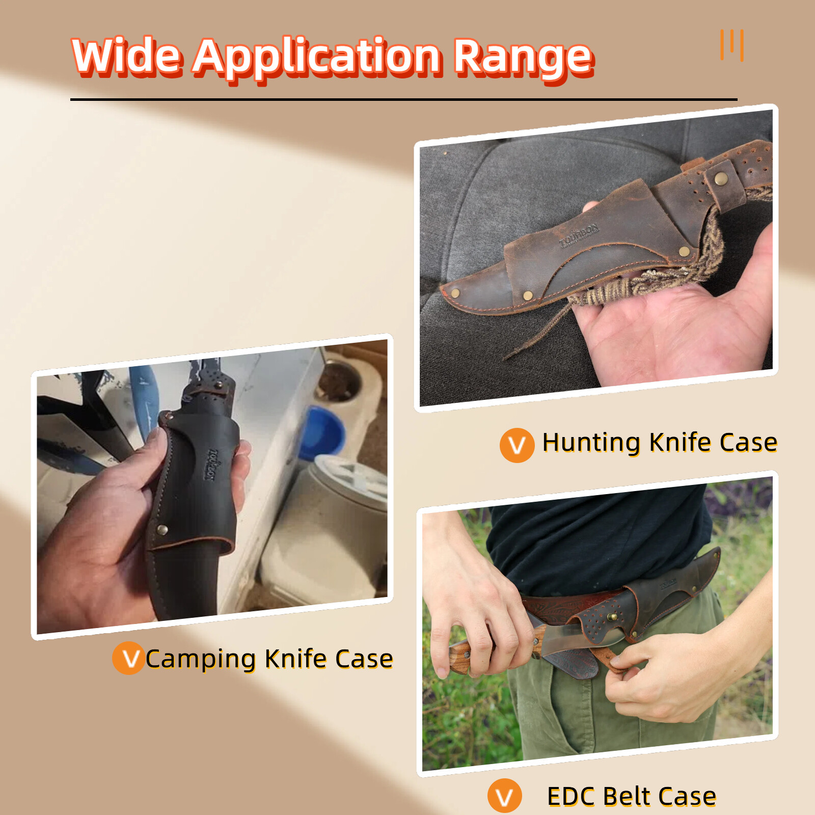 TOURBON Leather 10in Knife Sheath Fixed Blade Protect Tools Carrier Belt Holster