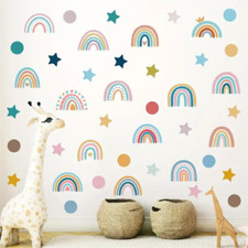 Boho Rainbow Wall Decor Stickers - Small - 76 pieces Decal Watercolor NEW