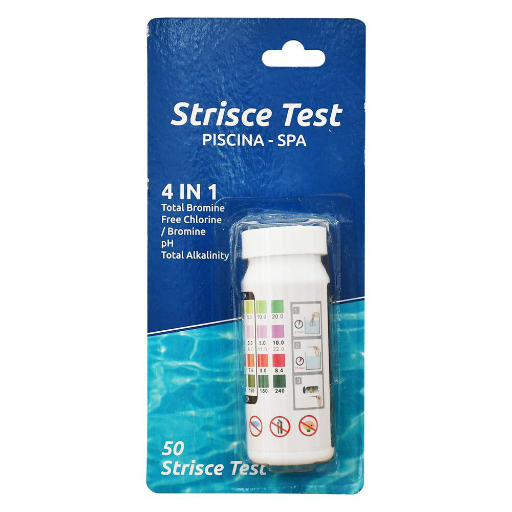 Analisi Acqua Piscina Professionale: Strisce 4 in 1 pH Cloro 50pz
