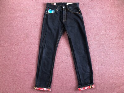 Evisu Womens Low Rise Jeans Size 27 x 30 Blue Daicock Paisley