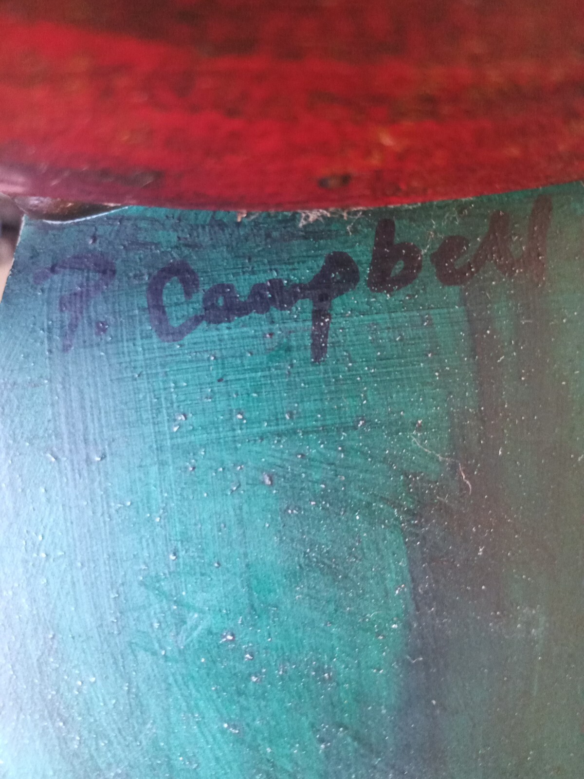 Vtg Carved Wooden Spearing Fish Sunfish Decoy P. Campbell Folk art 18"