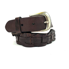 Vintage Oxblood Braided Mexican Leather Western Belt w/Silver Tone Buckle Sz 42