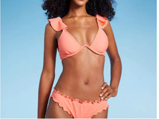 Women'sRuffle Continuous Underwire Bikini Top - Shade  Shore Pink XL