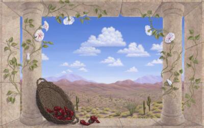 Ceramic Backsplash Tile Mural Kitchen Kitchen - Peppers and Morning Glory