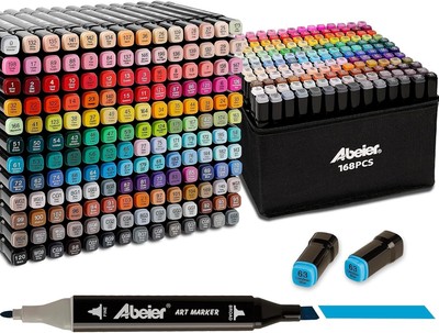 168-Color Alcohol Marker Set - Dual Tip Professional Art Markers for All Ages