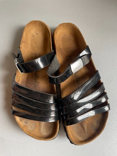 Sandalias Birkenstock Betula Birmania charol negro tiras deslizables Reino Unido 4,5 eur 37 - Imagen 2 de 18