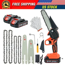 NEW 4"/ 6" Mini Handheld Electric Chainsaw Cordless Chain Saw 21V w/ 3 Batteries