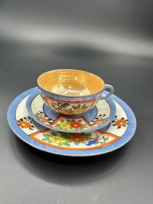 Vintage Lusterware Tea Set Hand Painted Made In Japan Flowers