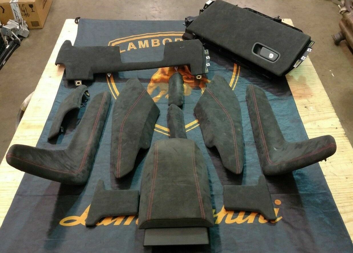 LAMBORGHINI HURACAN LP610 FULL INTERIOR TRIM SET SUEDE WITH RED STITCHING OEM 