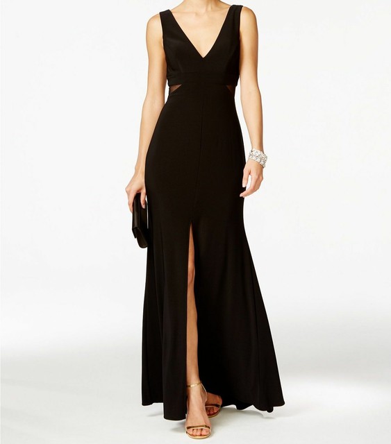 Xscape Womens Black Illusion Sheer Mesh 