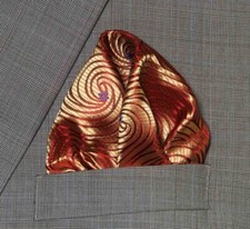 Gascoigne Pocket Square Yellow Red Blue Swirl Pattern Men's