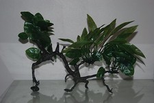 Aquarium realistische gr&uuml;ne Kunststoffpflanzen an Holzscheit befestigt 37 x 10 x 28 cm