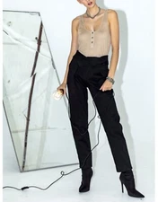 The Range Structured Twill Fold Over Pants Black Chic Blogger M NWT $350