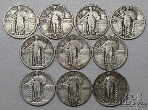 (10) 1917-1930 Better Date Standing Liberty Quarters 25c US 90% 26517