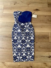 Chiara Boni Dress 4 40 Summer Wedding Guest Blue Floral Strapeless