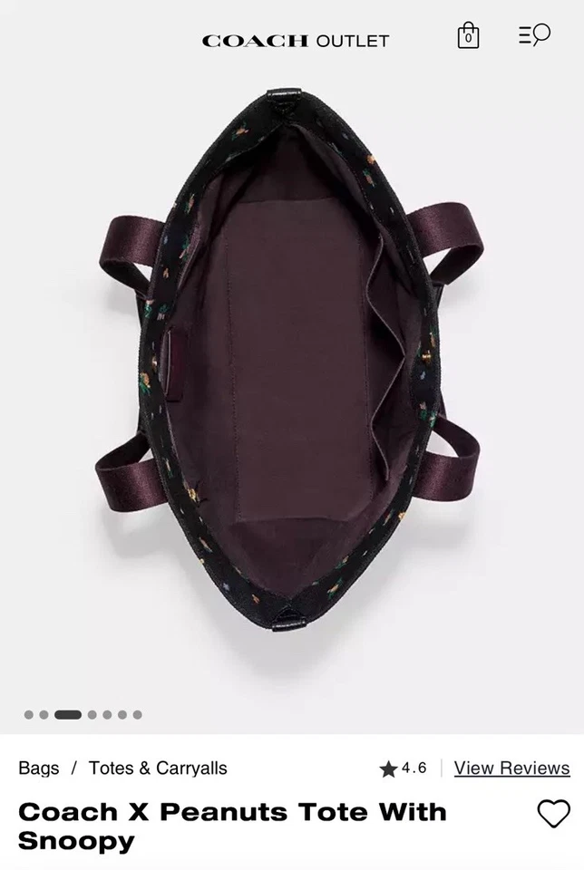 Coach X Peanuts Canvas Tote With Snoopy - Gold/Black Multi - Image 3 of 4