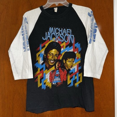 Vintage 80s Michael Jackson Victory Tour 1984 Raglan Sleeve Shirt