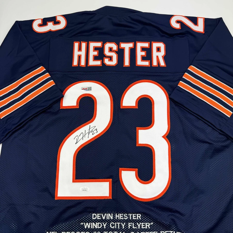 Autographed/Signed Devin Hester Chicago Blue Stat Football Jersey JSA COA - Image 2 of 4